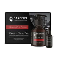 Акція на Чоловічий подарунковий набір для догляду за бородою Barbers Ginger & Pink Papper Premium Beard Set (шампунь, 250 мл + олія, 30 мл) від Eva