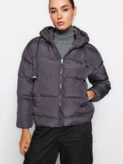 Акция на Куртка зимова коротка жіноча Trendyol TWOAW21MO0022 S Antrasit от Rozetka