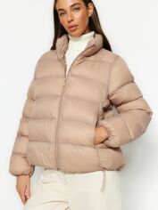 Акция на Куртка зимова коротка жіноча Trendyol TWOAW24MO00116 XL Beige от Rozetka