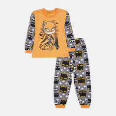 Акція на Піжама (світшот + штани) утеплена дитяча KidsMIX Бетмен 10513 92 см Жовто-сіра від Rozetka