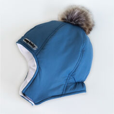 Акция на Дитяча зимова шапка з помпоном для хлопчика MagBaby Аляска 122166 50-54 Синя от Rozetka