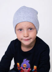 Акция на Дитяча демісезонна шапка-біні для хлопчика Vidoli K2012W 48 80-92 см Сіра от Rozetka