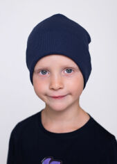 Акция на Дитяча демісезонна шапка-біні для хлопчика Vidoli K2012W 48 80-92 см Синя от Rozetka