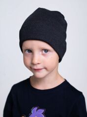 Акція на Дитяча демісезонна шапка-біні для хлопчика Vidoli K2012W 48 80-92 см Антрацит від Rozetka
