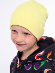 Акція на Дитяча демісезонна шапка-біні Vidoli K-2012W 110-116 см Лимонна від Rozetka