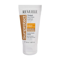 Акція на Тонувальний сонцезахисний крем для обличчя Revuele Sunprotect Tinted Face Cream, SPF 50+, Golden Tint, 50 мл від Eva