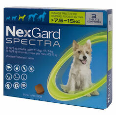 Акция на Таблетки від бліх кліщів і гельмінтів NexGard Spectra 2 г для собак 7.5-15 кг 3 штуки упаковка ціна за 1 таблетку от Y.UA