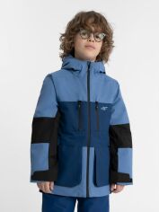 Акция на Дитяча зимова лижна куртка для хлопчика 4F 4FJAW23TTJAM301-33S 128 см Блакитна от Rozetka