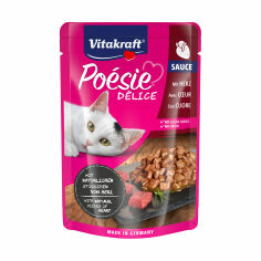 Акція на Вологий корм для кішок Vitakraft Poesie Delice з сердечками в соусі, 85 г від Eva