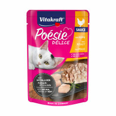 Акція на Вологий корм для кішок Vitakraft Poesie Delice з куркою в соусі, 85 г від Eva