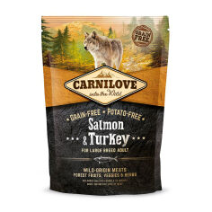 Акція на Сухий корм для дорослих собак великих порід Carnilove Salmon & Turkey з лососем та індичкою, 1.5 кг від Eva