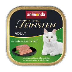 Акція на Вологий корм для кішок Animonda Vom Feinsten Adult Паштет з індичкою і кроликом, 100 г від Eva