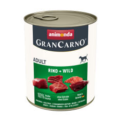 Акция на Вологий корм для собак Animonda GranCarno Adult Beef + Game з яловичиною та дичиною, 800 г от Eva