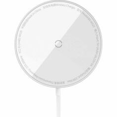 Акція на Baseus Wireless Charger MagSafe Simple Mini3 Magnetic 15W Silver (CCJJ040012) для iPhone 15 I 14 I 13 I 12 series від Y.UA