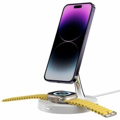 Акція на SwitchEasy Wireless Charger MagPower 2-in-1 White (SCGIWA117WH22) для iPhone 15 I 14 I 13 I 12 series, Apple Watch and Apple AirPods від Y.UA