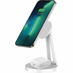 Акция на Wiwu Wireless Charger Stand MagSafe 2 in 1 (M13) White for iPhone 15 I 14 I 13 I 12 series от Y.UA