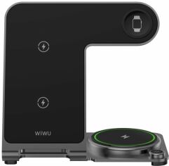 Акция на Wiwu Wireless Charger Power Air 3 in 1 Wi-W005 15W Black для Apple iPhone, Apple Watch and Apple AirPods от Y.UA