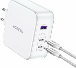 Акция на Ugreen Wall Charger 2xUSB-C+USB CD289 GaN 140W з USB-C Cable White (15339) от Y.UA