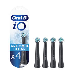 Акція на Змінні насадки для електричної зубної щітки Oral-B Braun iO Ultimate Clean Чорні, 4 шт від Eva