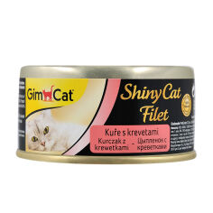 Акция на Вологий корм для кішок GimCat Shiny Cat Filet Курка з креветками, 70 г от Eva