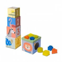Акція на Розвиваючий сортер-пірамідка Taf Toys колекції Саванна - Кубики Африка від Y.UA
