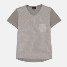 Акція на Футболка бавовняна довга чоловіча Emporio Armani 7296.1 S Сіра від Rozetka