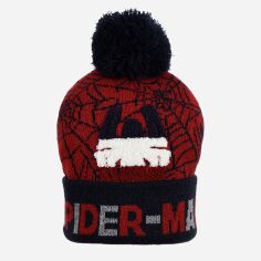 Акция на Дитяча зимова шапка-біні з помпоном для хлопчика Disney Spiderman HU4007 52 Бордова от Rozetka