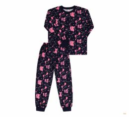 Акция на Пижама байковая для девочки Бемби ПЖ55 синяя с розовым 92 от Podushka