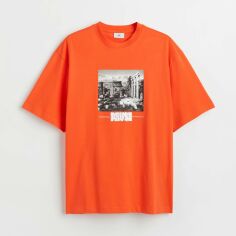 Акція на Футболка бавовняна довга чоловіча H&M 1032522arl XS Помаранчева від Rozetka