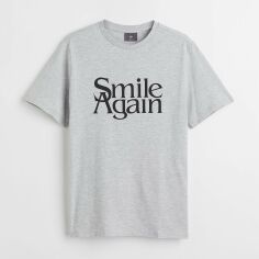 Акція на Футболка бавовняна довга чоловіча H&M 1036336arl M Сіра від Rozetka