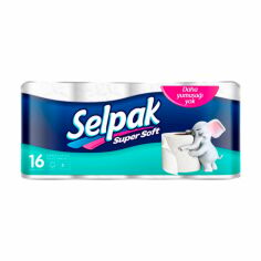 Акция на Туалетний папір Selpak Super Soft білий, 3-шаровий, 140 відривів, 16 рулонів от Eva