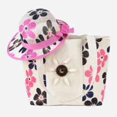 Акція на Сумка-шоппер з капелюшком жіноча Art Of Polo tr22103 Біло-рожева с чорним від Rozetka