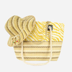 Акція на Комплект жіночий сумка-шопер + капелюх Art Of Polo Tr22102-1 Білий/Світло-жовтий від Rozetka