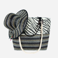 Акція на Комплект жіночий сумка-шопер + капелюх Art Of Polo Tr22102-3 Чорний/Білий від Rozetka