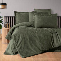Акція на Постельное белье Nichol Dark Green жаккард First choice Двуспальный евро комплект від Podushka