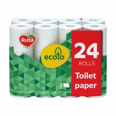 Акция на Туалетний папір Ruta Ecolo білий, 2-шаровий, 24 рулони от Eva