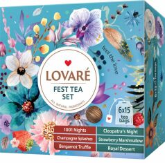 Акція на Колекція пакетованого чаю Lovare "Fest Tea Set" 90 пакетів асорті — 6 видів по 15 шт. від Rozetka
