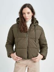 Акція на Куртка зимова коротка жіноча DeFacto X7029AZ-KH297 S Khaki від Rozetka