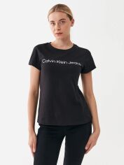 Акция на Футболка жіноча Calvin Klein Jeans J20J220253-BEH M Чорна от Rozetka