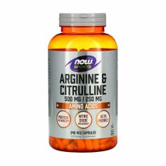 Акція на Дієтична добавка в капсулах NOW foods Arginine & Citrulline Аргінін та цитрулін, 500 мг/250 мг, 240 шт від Eva