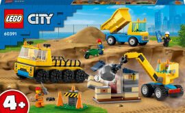 Акція на Конструктор LEGO City Будівельна вантажівка й кулястий кран-таран (60391) від Будинок іграшок