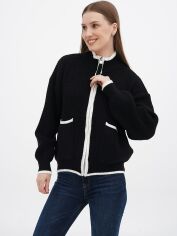 Акція на Кардиган з домішками вовни в'язаний жіночий EQUILIBRI VR Cardigan Zip One Size Black від Rozetka