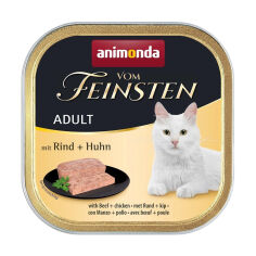 Акція на Вологий корм для кішок Animonda Vom Feinsten Adult Паштет з яловичиною і куркою, 100 г від Eva