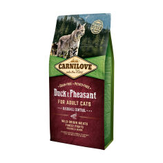 Акция на Сухий корм для кішок Carnilove Cat Hairball Control для виведення шерсті, з качкою та фазаном, 6 кг от Eva