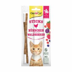 Акція на Ласощі для кошенят GimCat Sticks Палички з куркою та лісовими ягодами, 3 шт від Eva