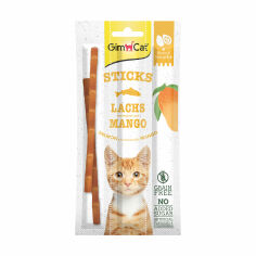 Акція на Ласощі для кошенят GimCat Sticks Палички з лососем та манго, 3 шт від Eva
