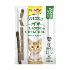 Акція на Ласощі для кішок GimCat Sticks М'ясні палички з ягням та куркою, 4*5 г від Eva