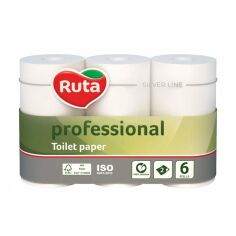 Акція на Туалетний папір Ruta Silver Line Professional 2-шаровий, білий, 6 рулонів від Eva