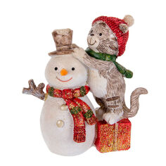 Акція на Фигурка декоративная Котик и снеговик 10см Lefard 192-169 від Podushka