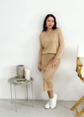 Акция на Вязаная юбка Jolie Art Knit бежевая L/XL от Podushka